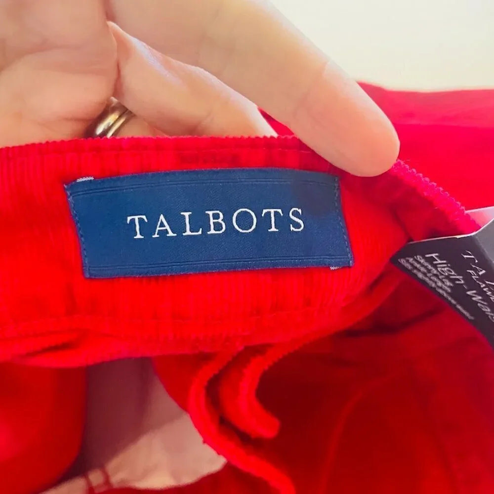 NWT Talbots Corduroy Pant Trouser High Waist Jegging Ankle Slimming Holiday
